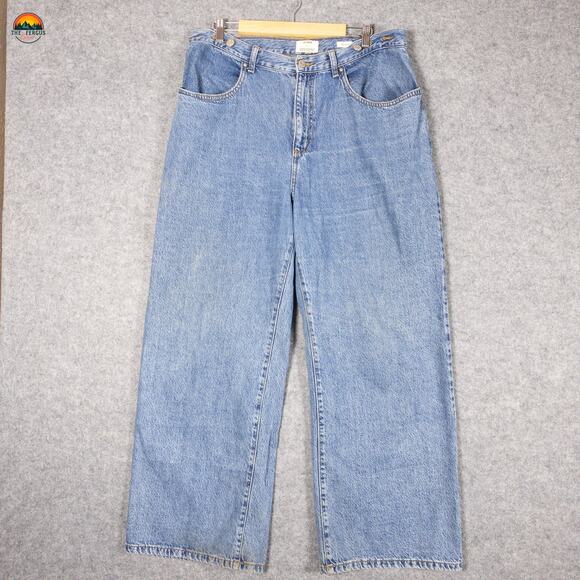Cotton-On Wide Leg Jeans Blue Denim Adjustable Medium Wash Preppy Women's Sz 32 - Picture 2 of 12
